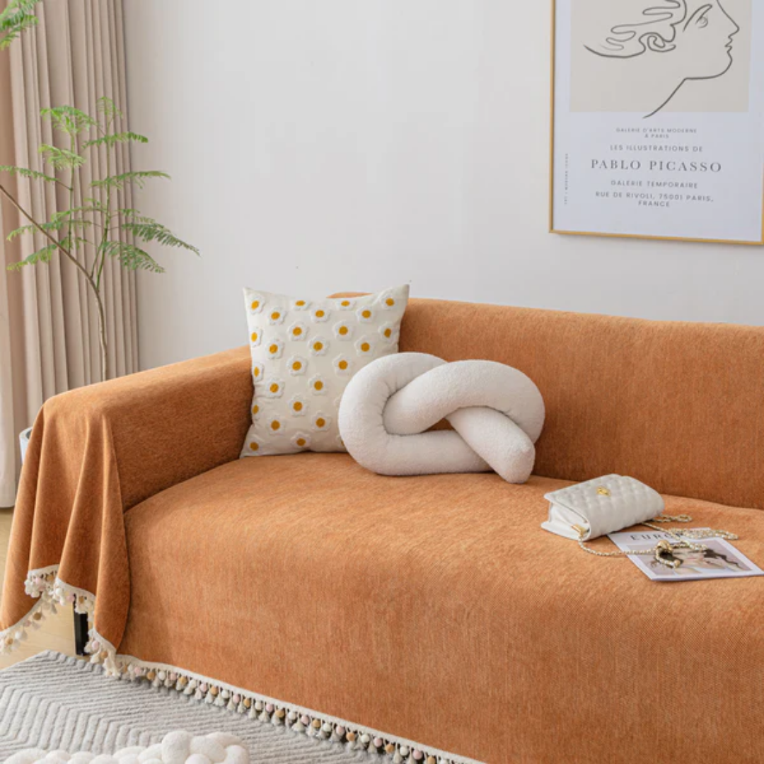 ノルディックポンポンフリンジソファカバー〔防水対応〕