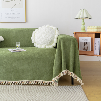 ノルディックポンポンフリンジソファカバー〔防水対応〕