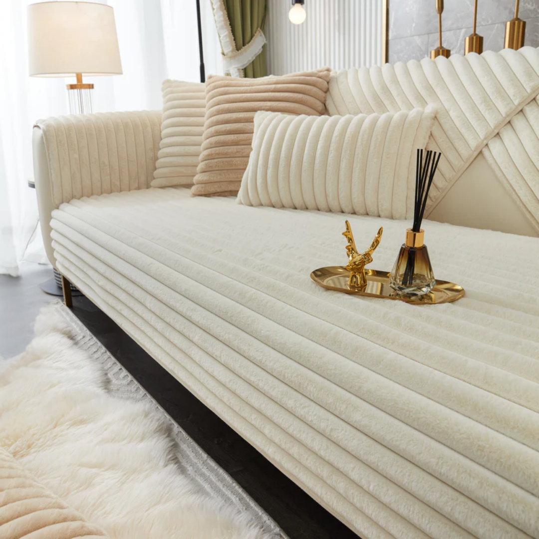 ファーリュクスリブソファカバー〔滑り止め付き〕