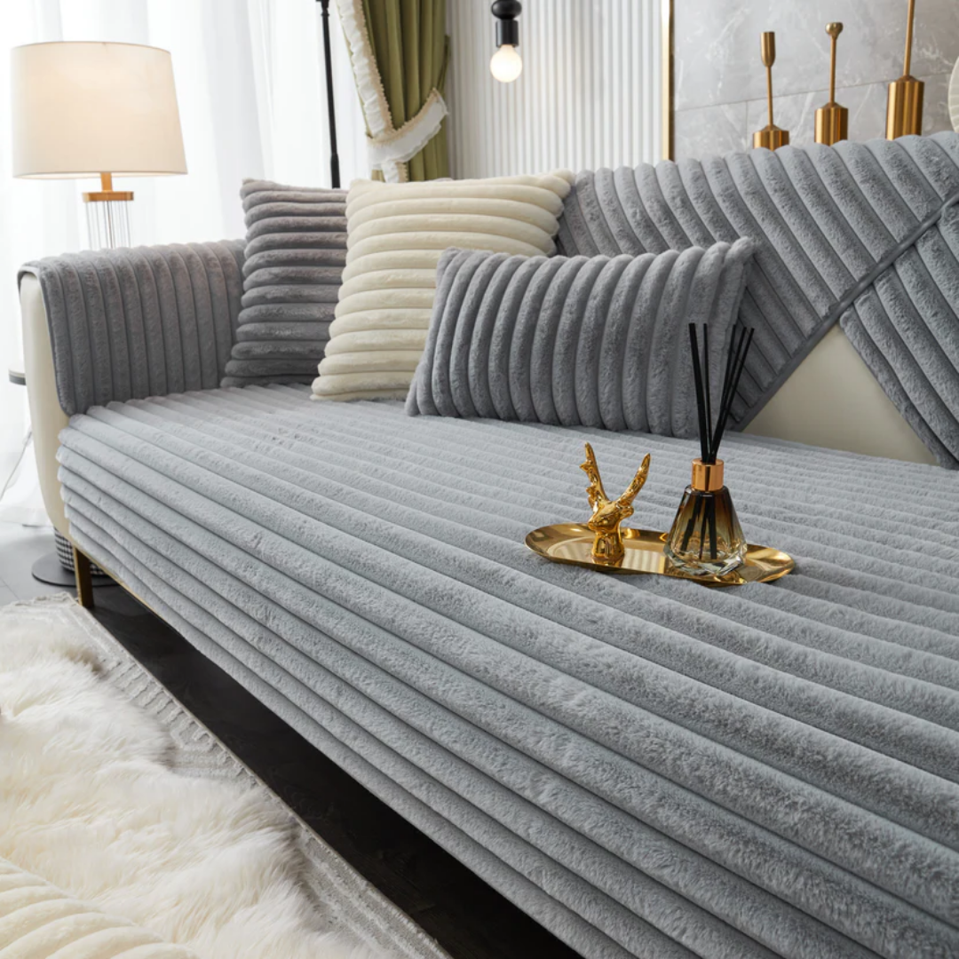 ファーリュクスリブソファカバー〔滑り止め付き〕