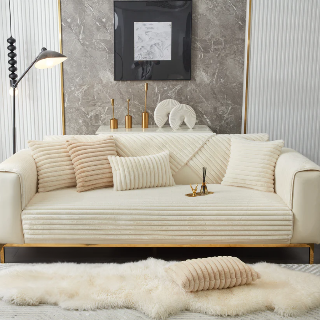 ファーリュクスリブソファカバー〔滑り止め付き〕