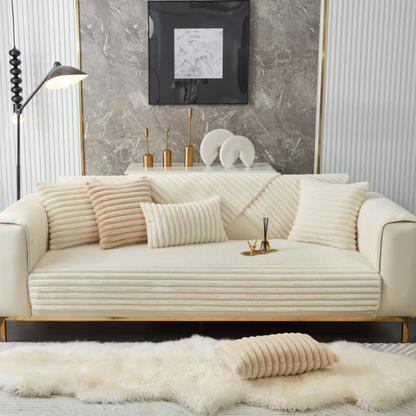 ファーリュクスリブソファカバー〔滑り止め付き〕