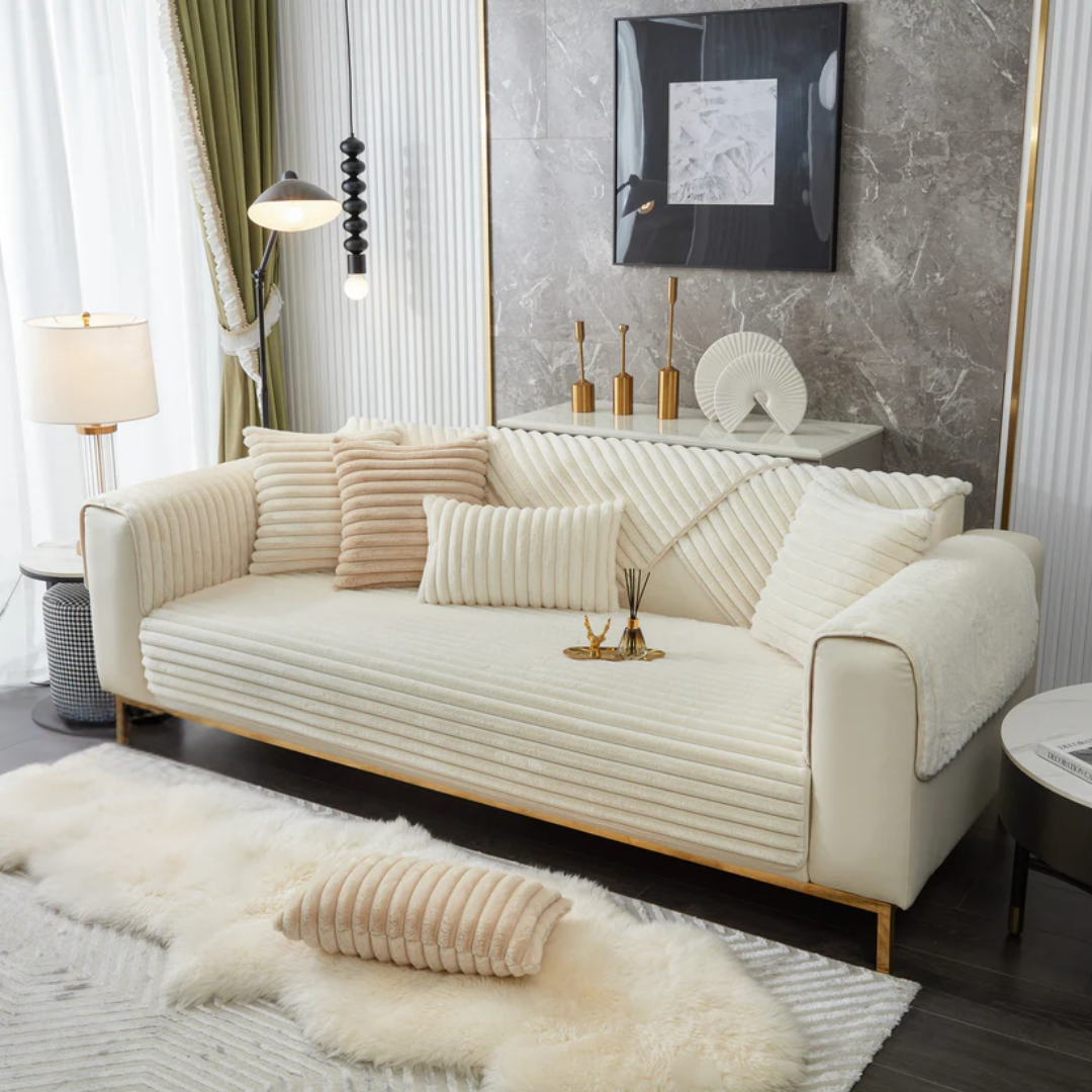 ファーリュクスリブソファカバー〔滑り止め付き〕