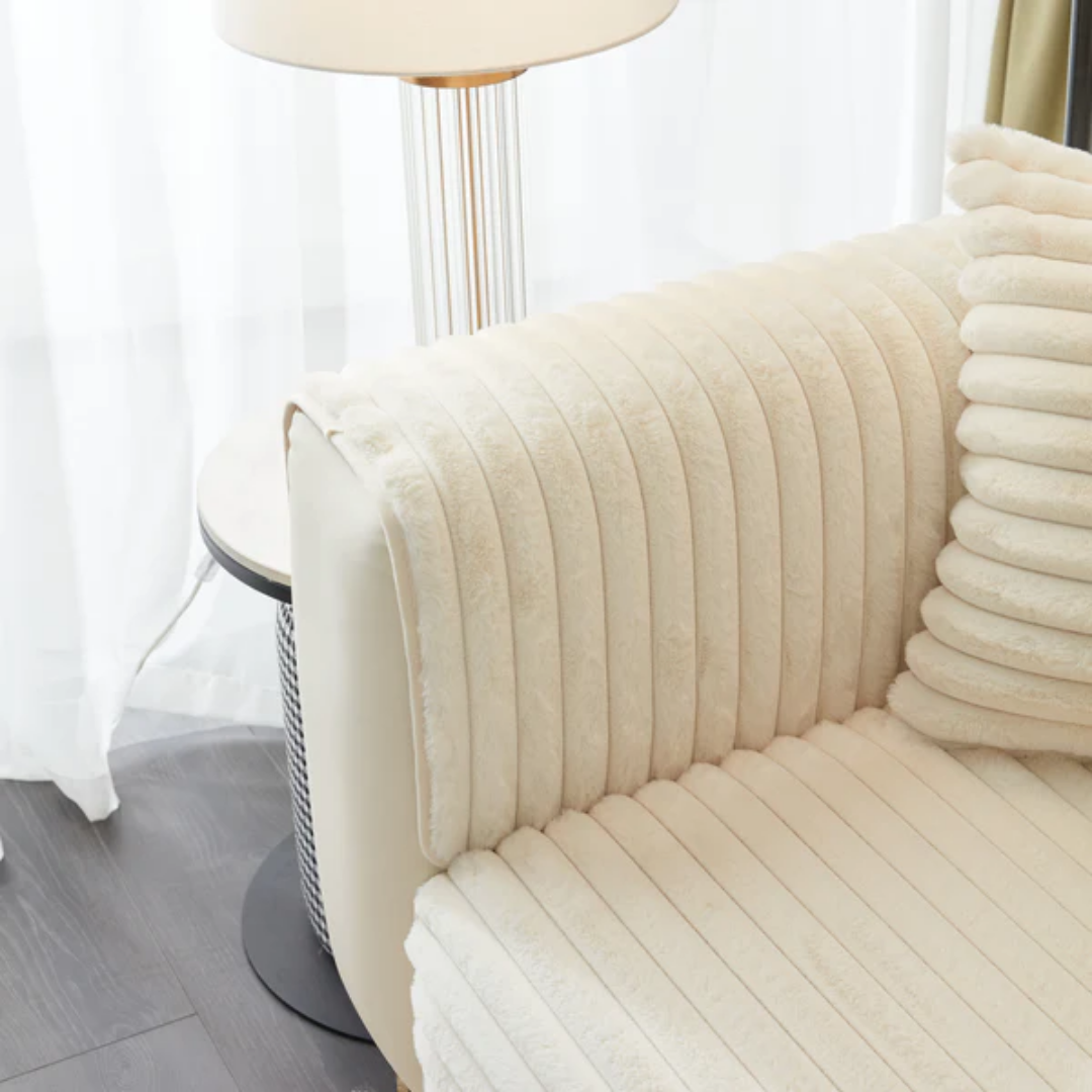 ファーリュクスリブソファカバー〔滑り止め付き〕