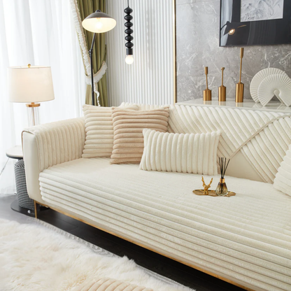 ファーリュクスリブソファカバー〔滑り止め付き〕