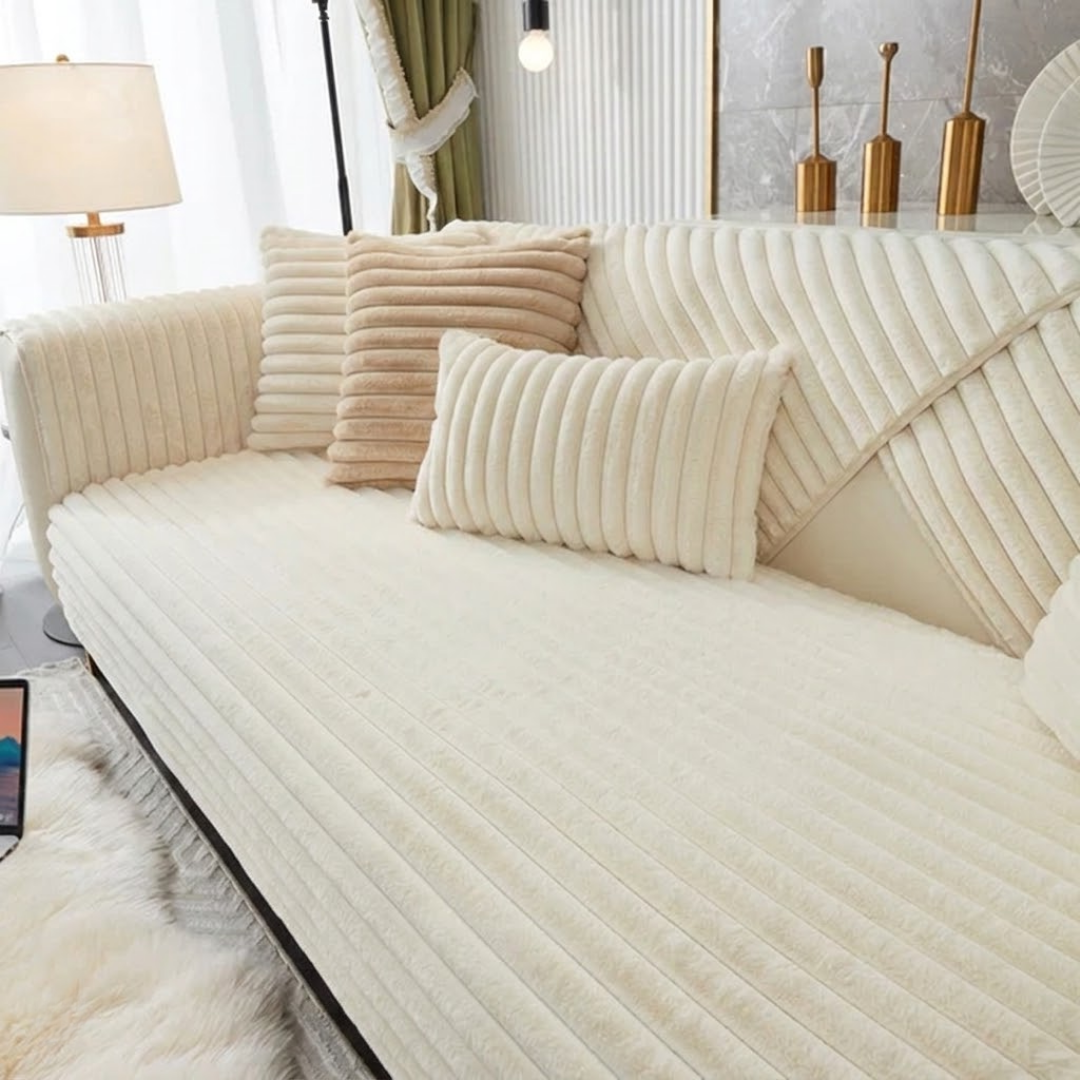 ファーリュクスリブソファカバー〔滑り止め付き〕