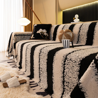 モダングレインストライプソファカバー