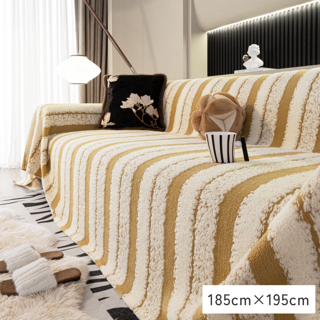 【即納】モダングレインストライプソファカバー