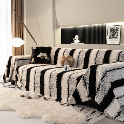 【即納】モダングレインストライプソファカバー