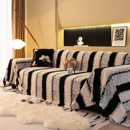 モダングレインストライプソファカバー