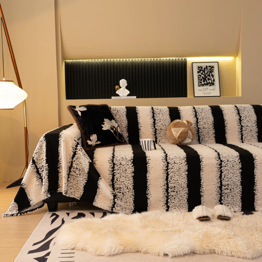 モダングレインストライプソファカバー