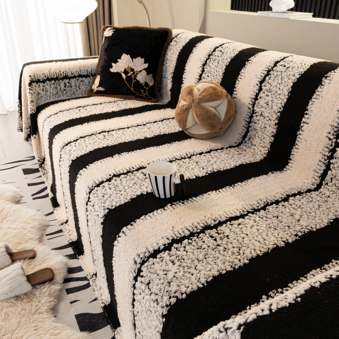 【即納】モダングレインストライプソファカバー