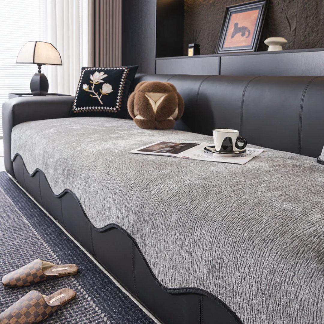 スカラップウェーブソファカバー〔滑り止め付き〕