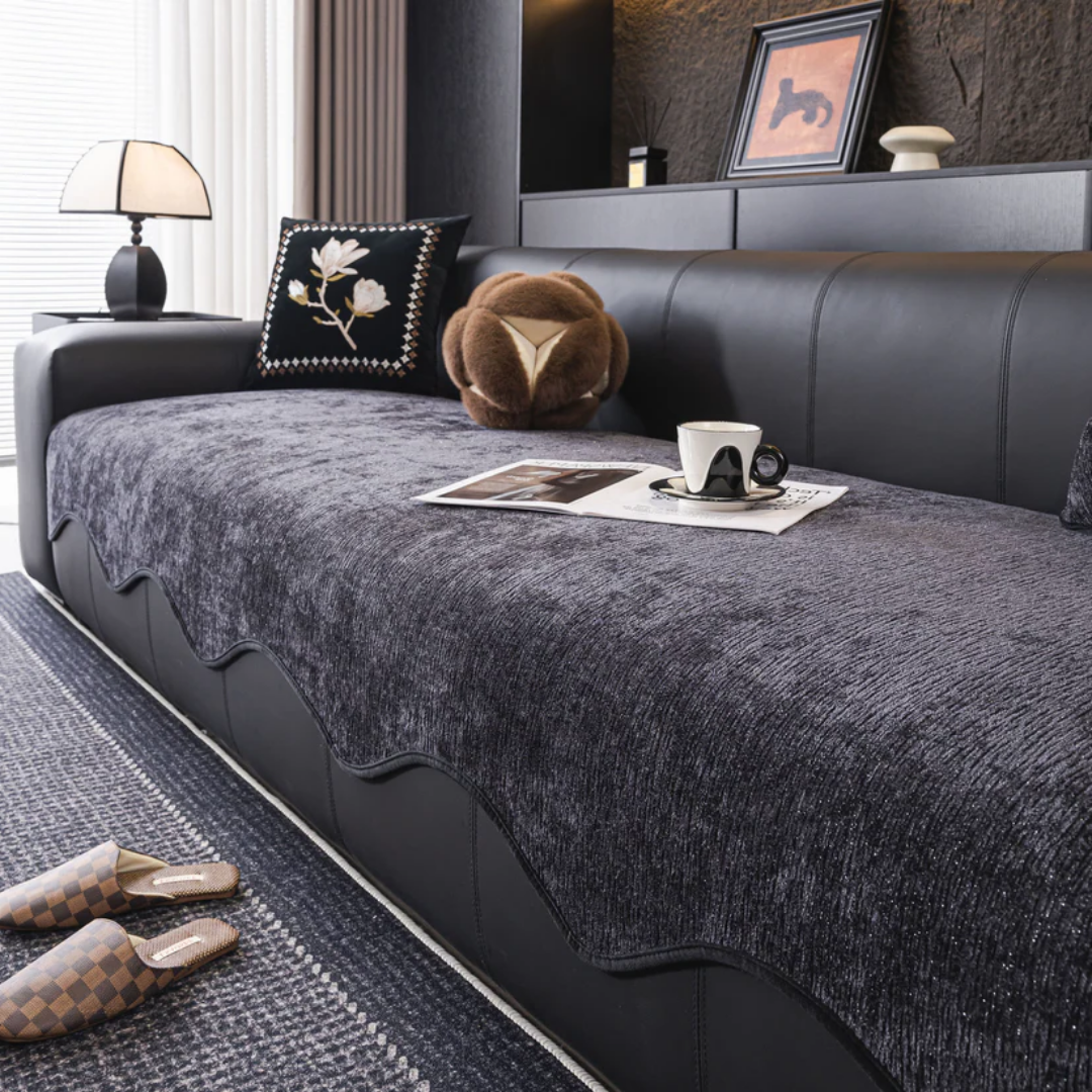 スカラップウェーブソファカバー〔滑り止め付き〕