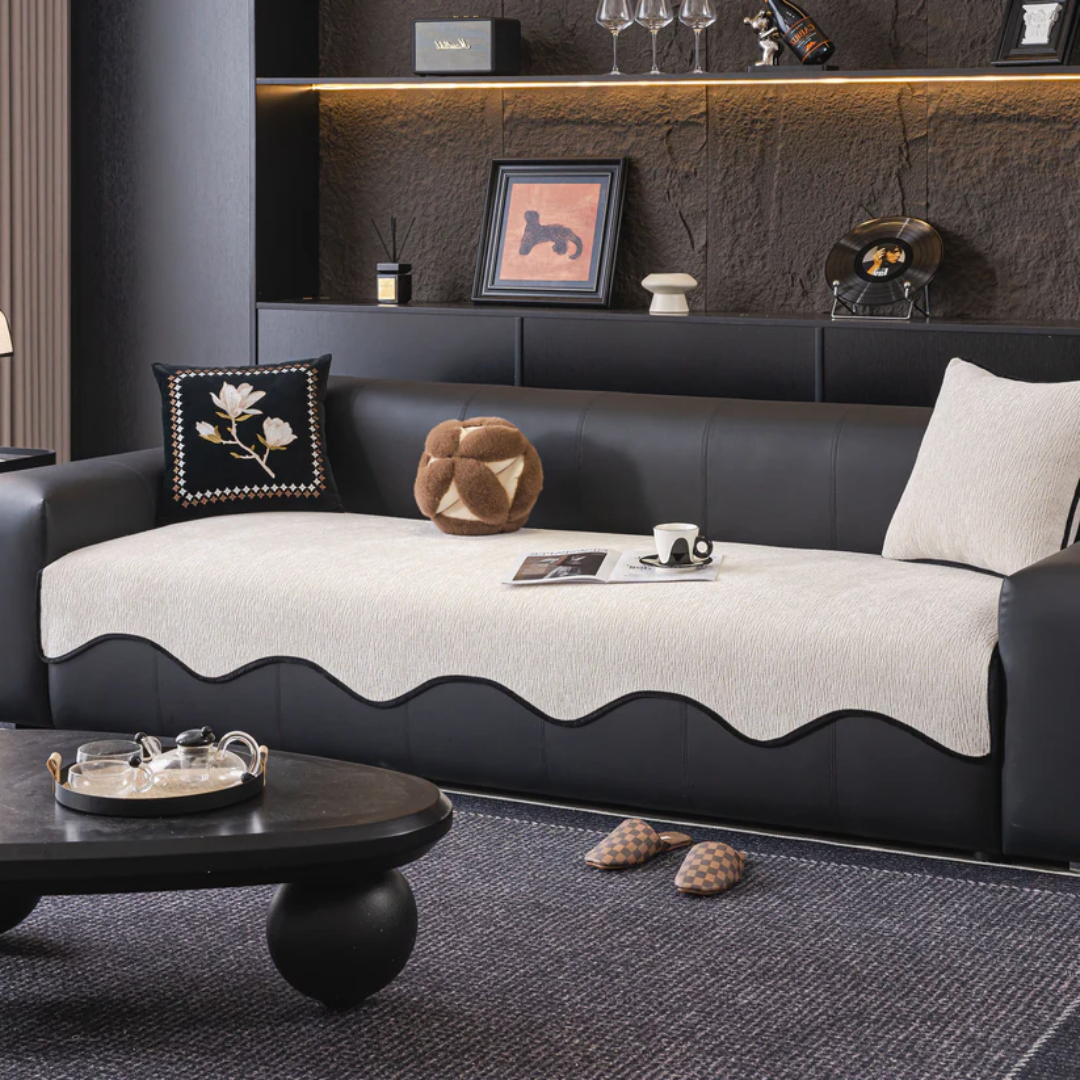 スカラップウェーブソファカバー〔滑り止め付き〕