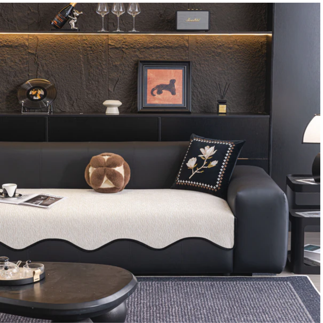 スカラップウェーブソファカバー〔滑り止め付き〕