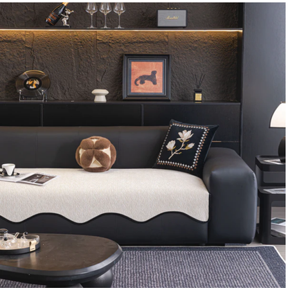 スカラップウェーブソファカバー〔滑り止め付き〕