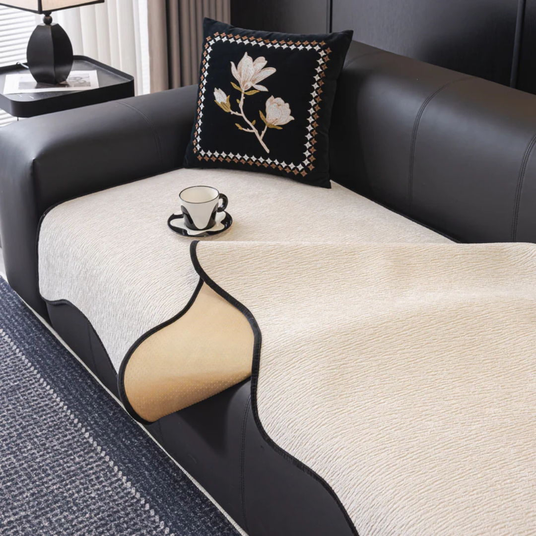 スカラップウェーブソファカバー〔滑り止め付き〕