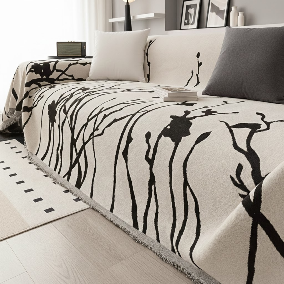 モダンリーフスケッチソファカバー