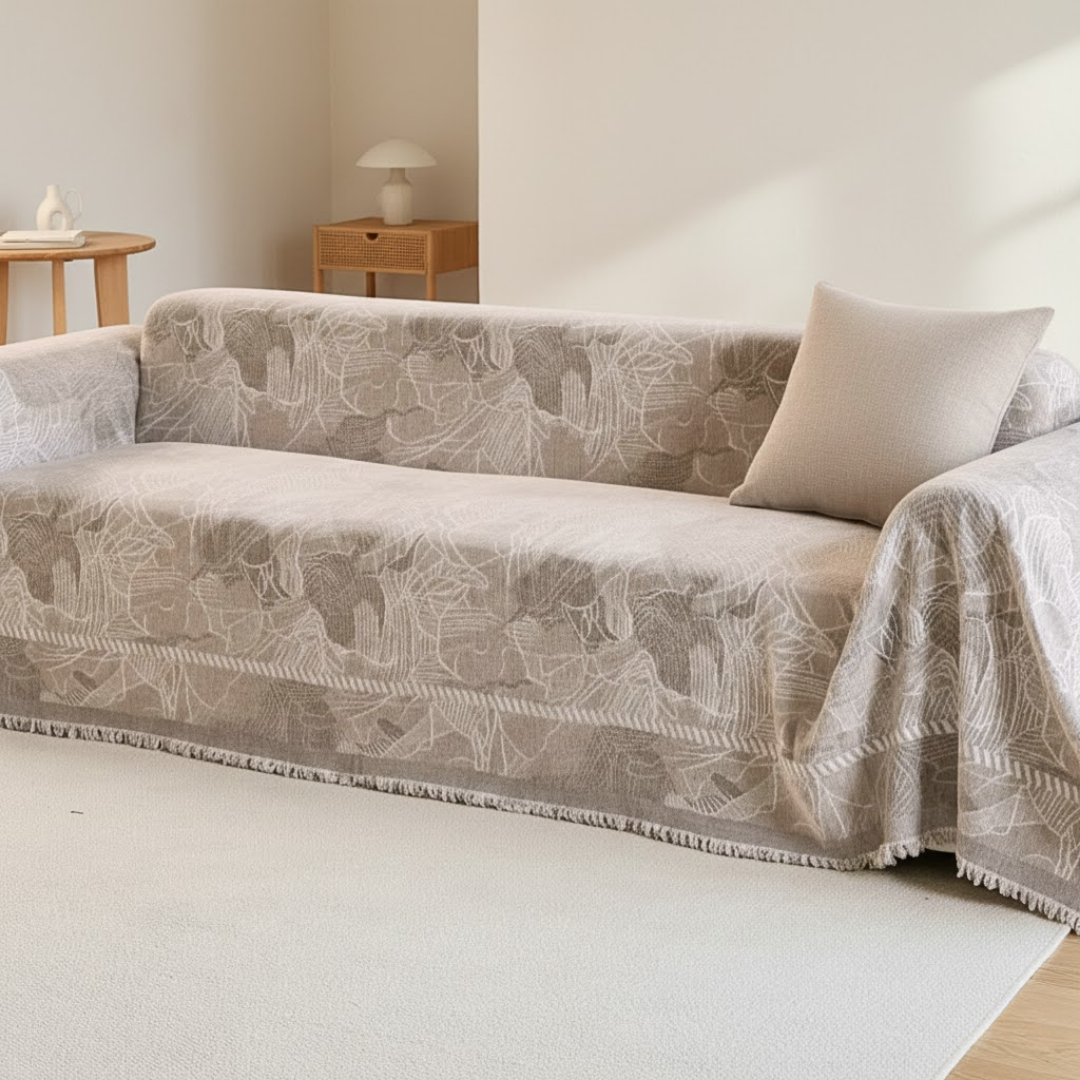 ニュアンスリーフアートソファカバー