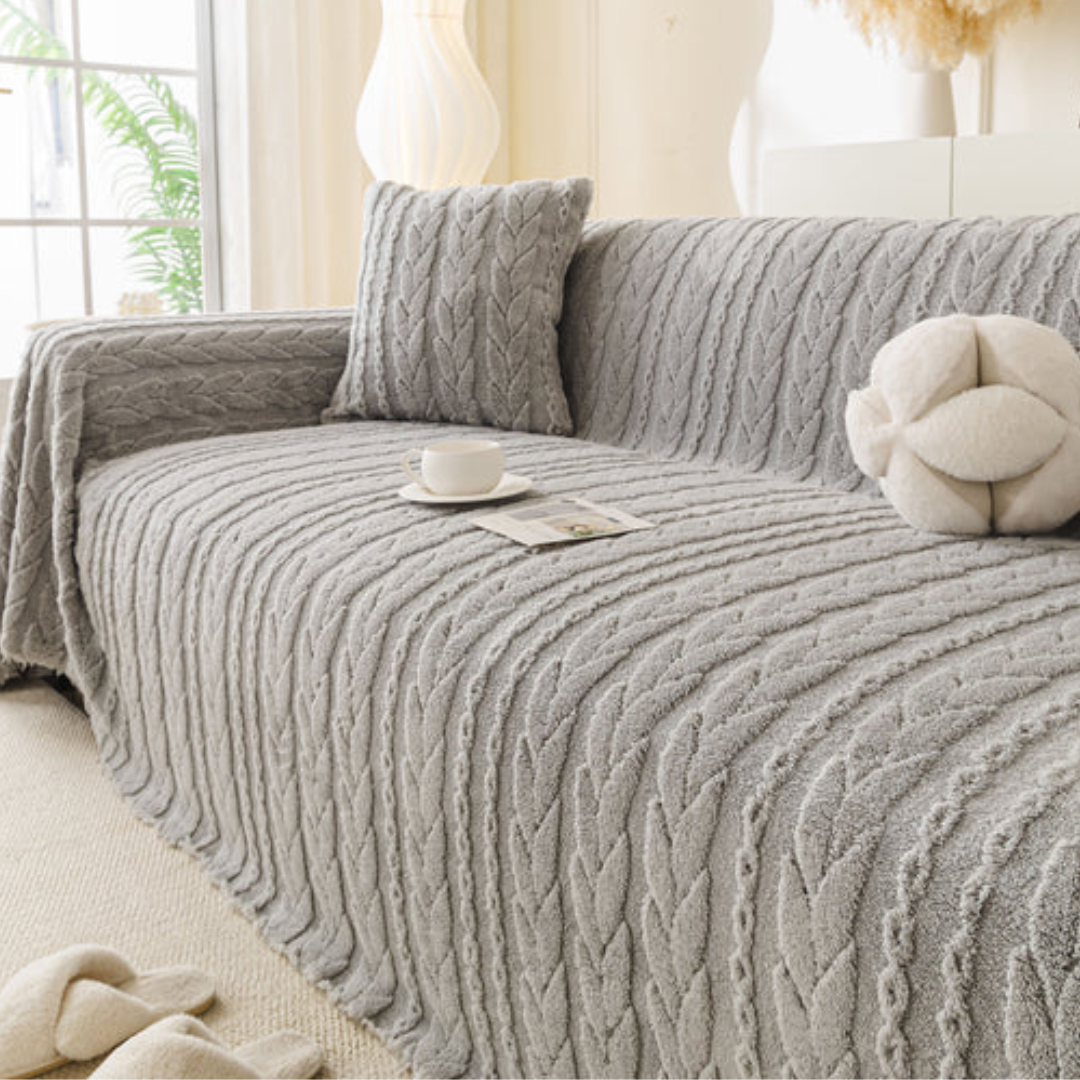 ケーブルニットタッチソファカバー