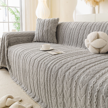 ケーブルニットタッチソファカバー