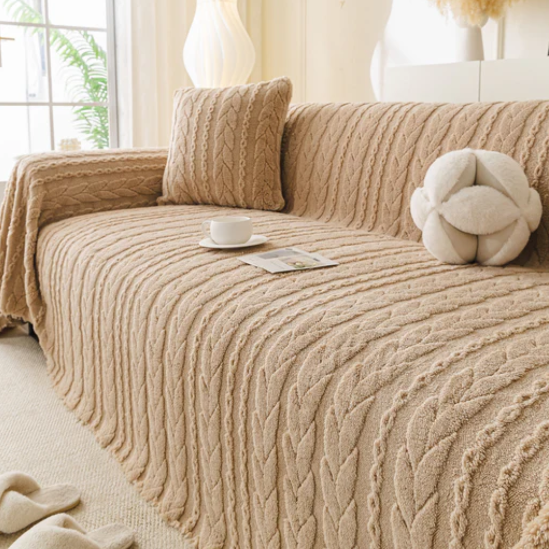 ケーブルニットタッチソファカバー