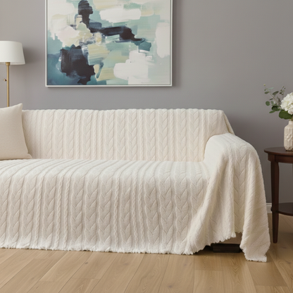 ケーブルニットタッチソファカバー