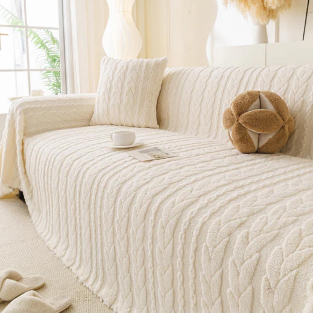 ケーブルニットタッチソファカバー