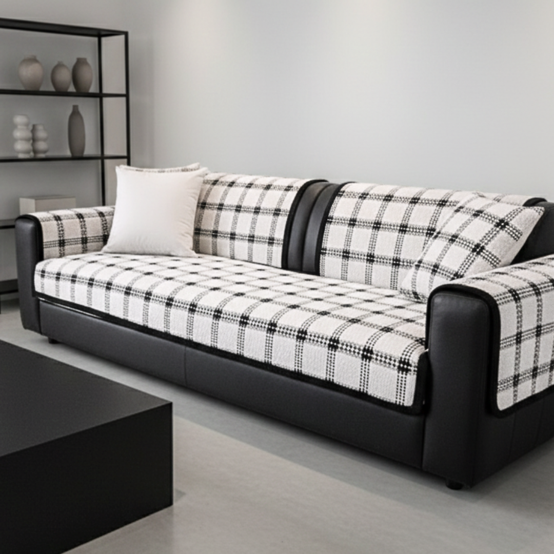 ノーブルチェックソファカバー