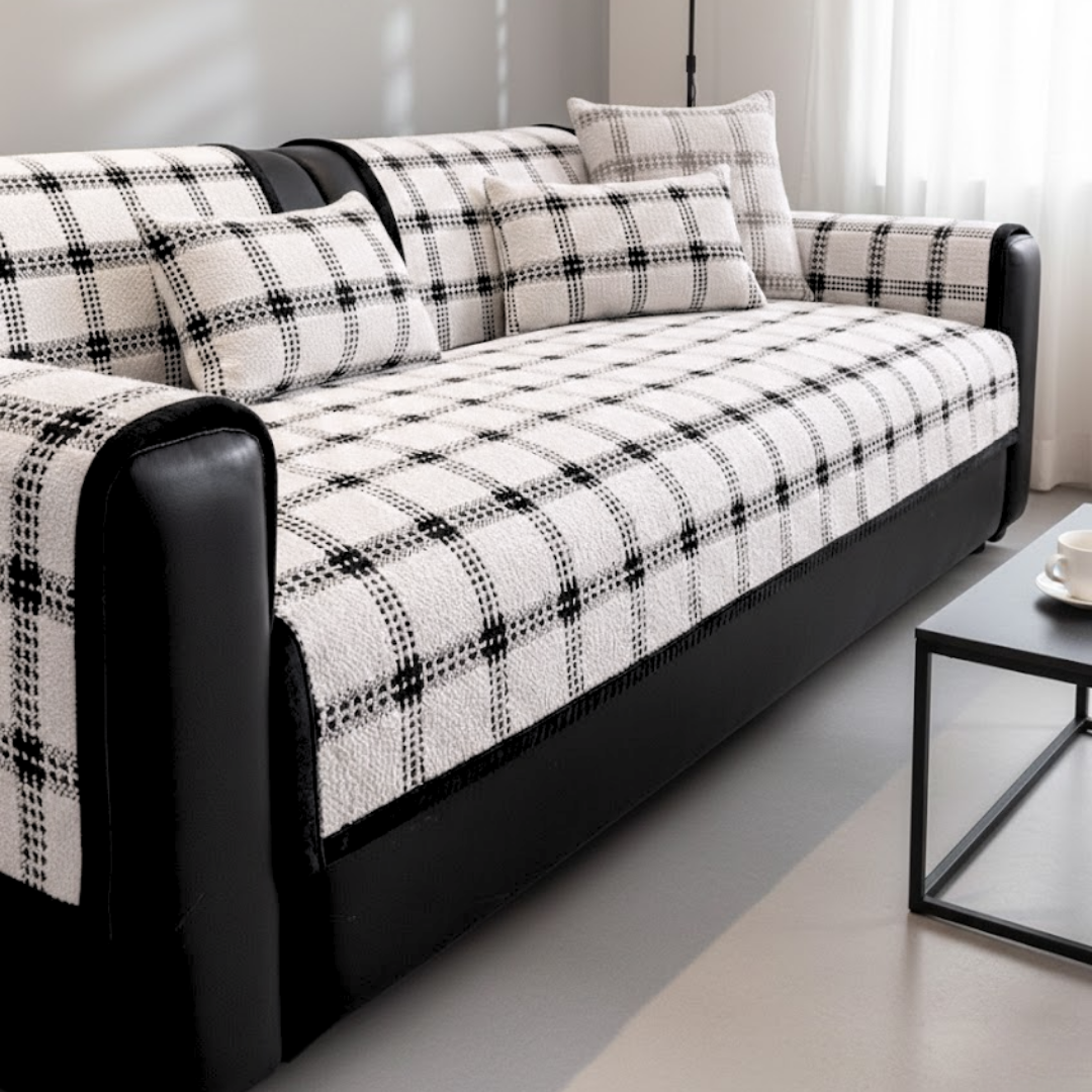 ノーブルチェックソファカバー