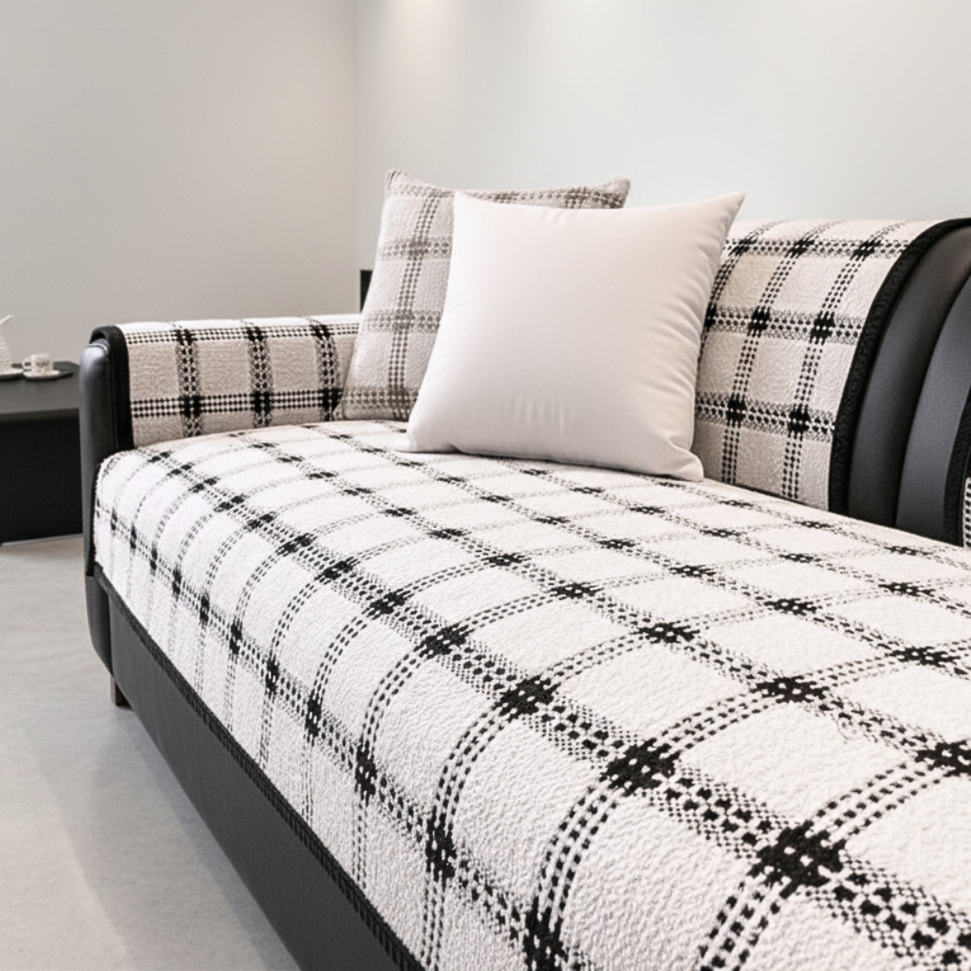 ノーブルチェックソファカバー