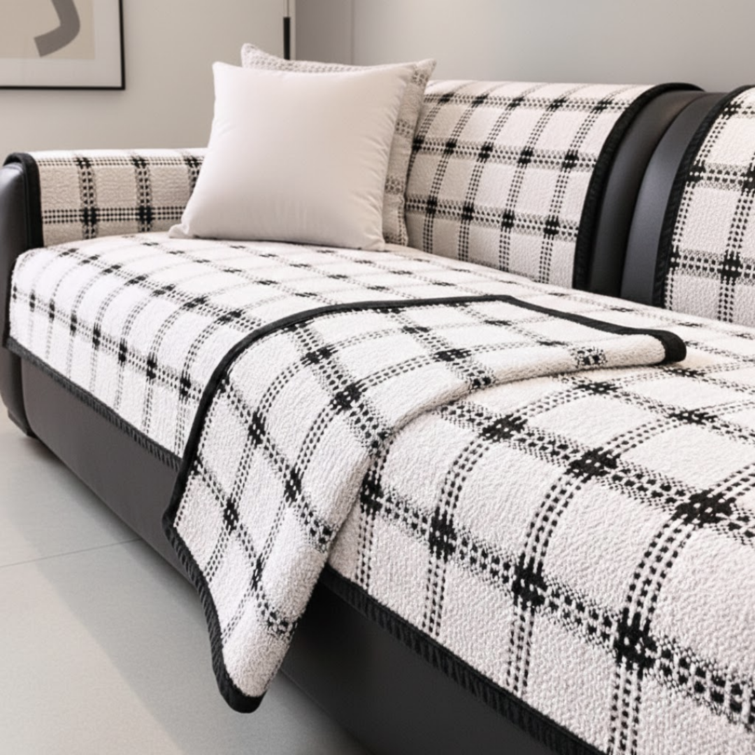 ノーブルチェックソファカバー