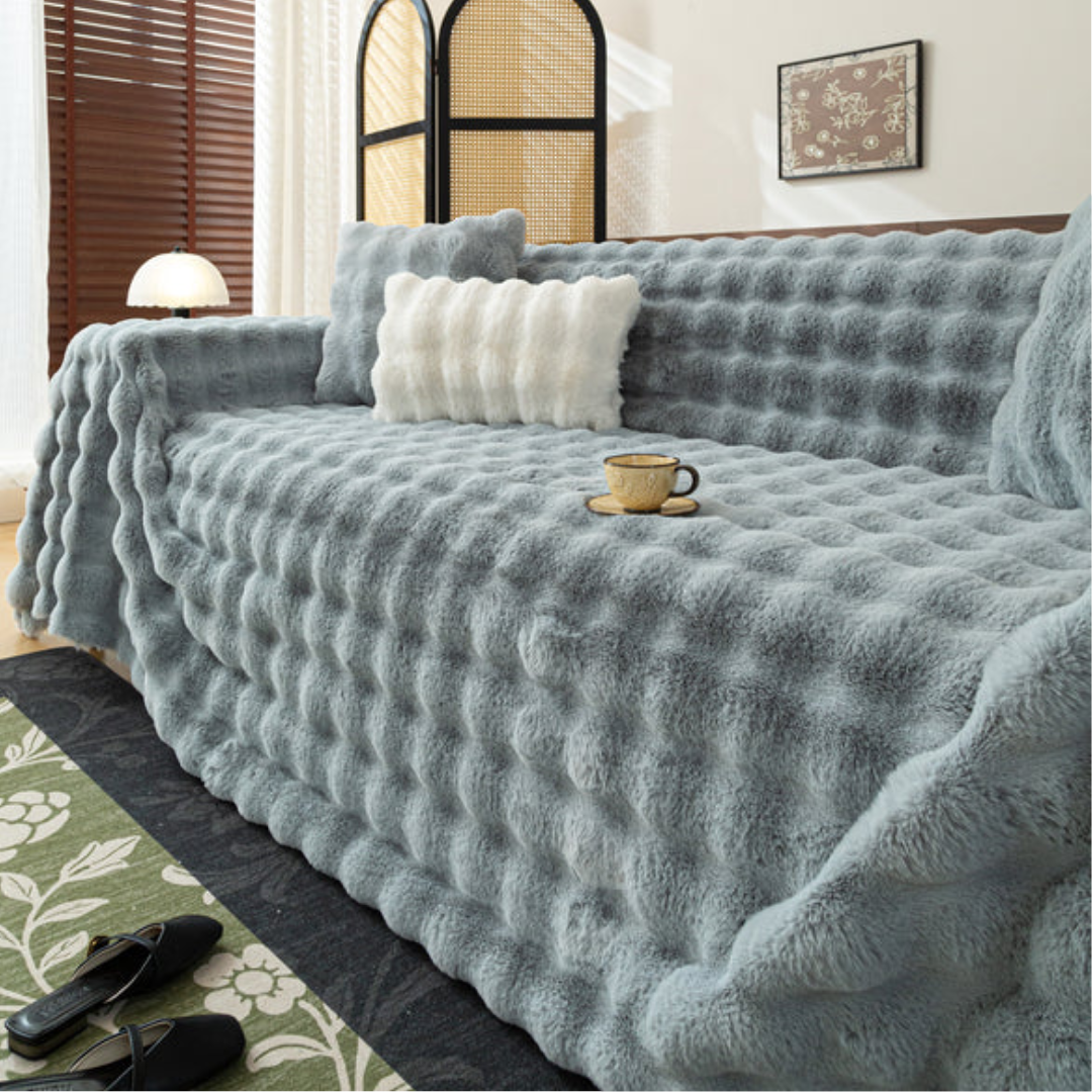 北欧風ナチュラルふわもこソファカバー〔滑り止め付き〕 – SOFA DECO