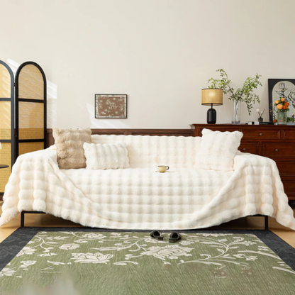 北欧風ナチュラルふわもこソファカバー〔滑り止め付き〕