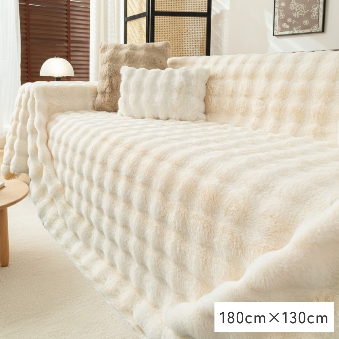 即納】北欧風ナチュラルふわもこソファカバー〔滑り止め付き〕 – SOFA