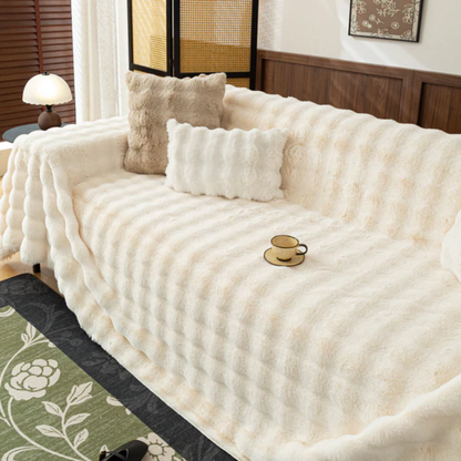 北欧風ナチュラルふわもこソファカバー〔滑り止め付き〕