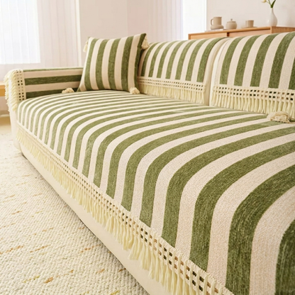 ワイドストライプソファカバー〔滑り止め付き〕