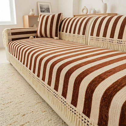 ワイドストライプソファカバー〔滑り止め付き〕