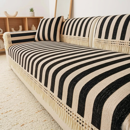 ワイドストライプソファカバー〔滑り止め付き〕