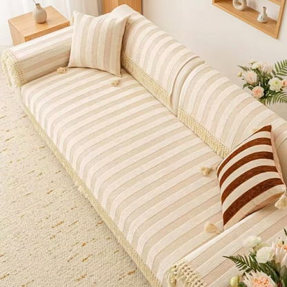 ワイドストライプソファカバー〔滑り止め付き〕