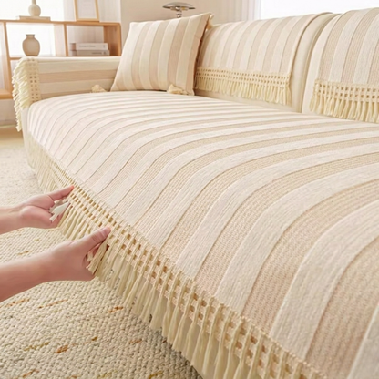 ワイドストライプソファカバー〔滑り止め付き〕